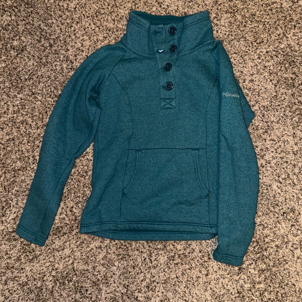 Columbia Teal 1/4 buttoned Knit Sweater size XS